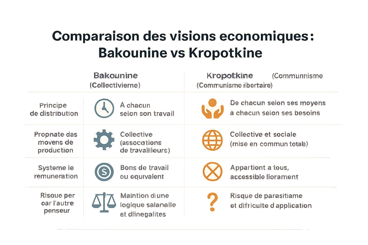 Comparaison des visions économiques de Bakounine et Kropotkine