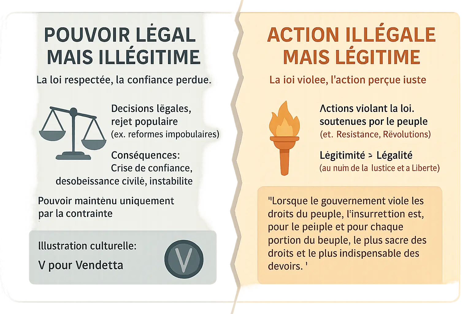 Tension entre légalité et légitimité dans le pouvoir politique