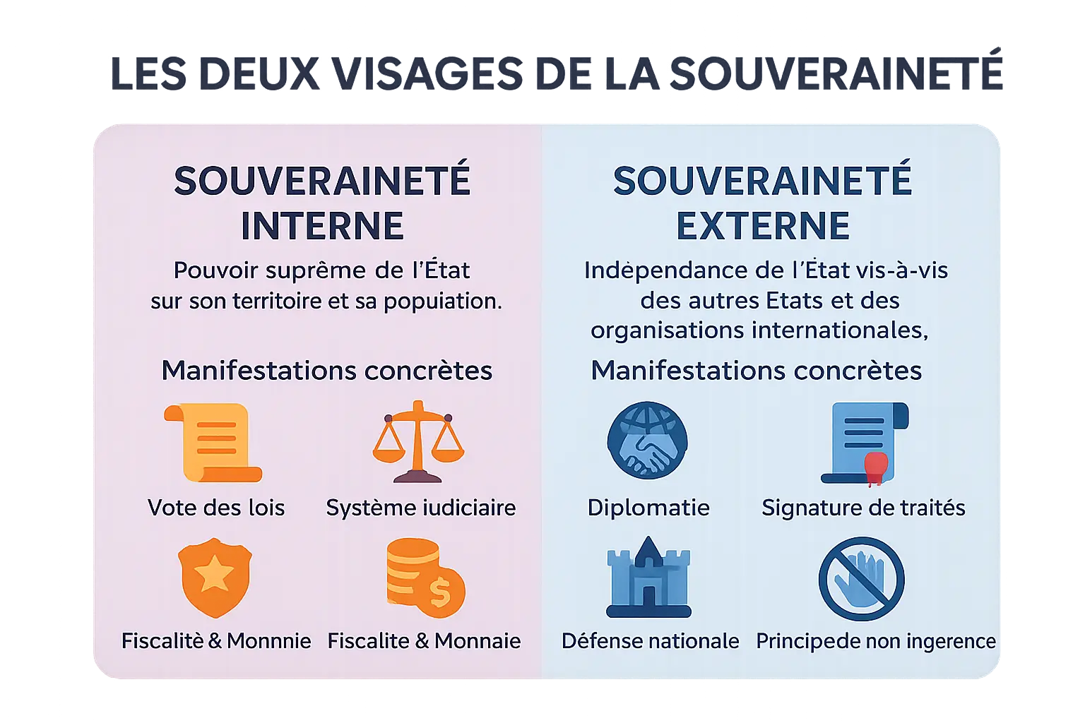 Illustration des deux dimensions de la souveraineté