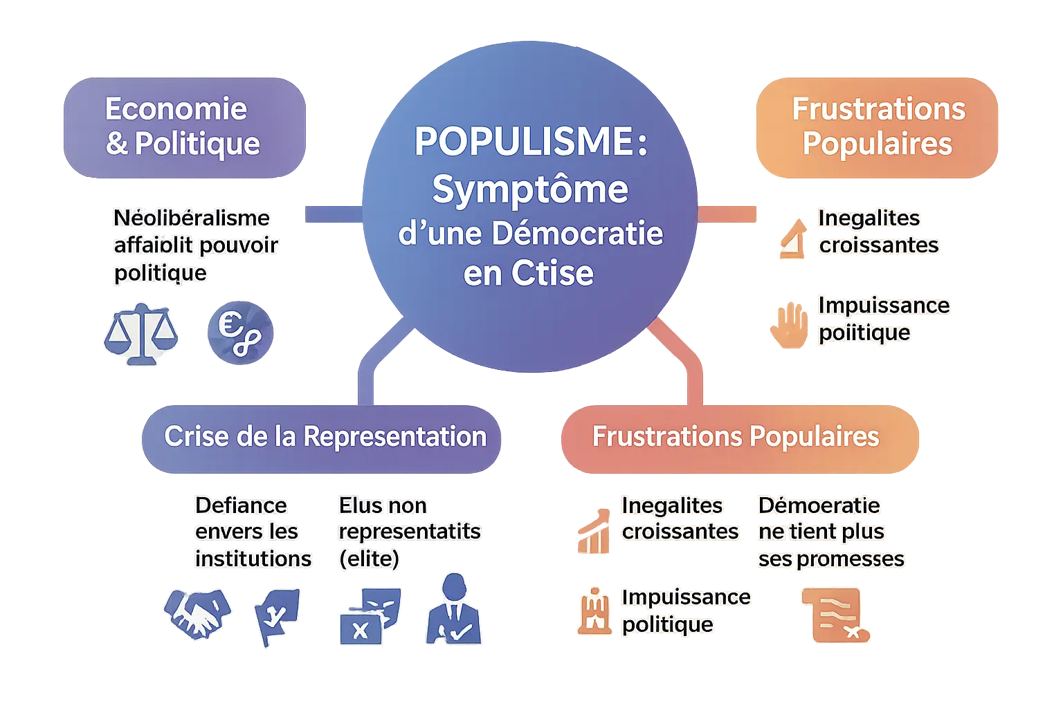 Illustration du populisme comme symptôme de la crise démocratique