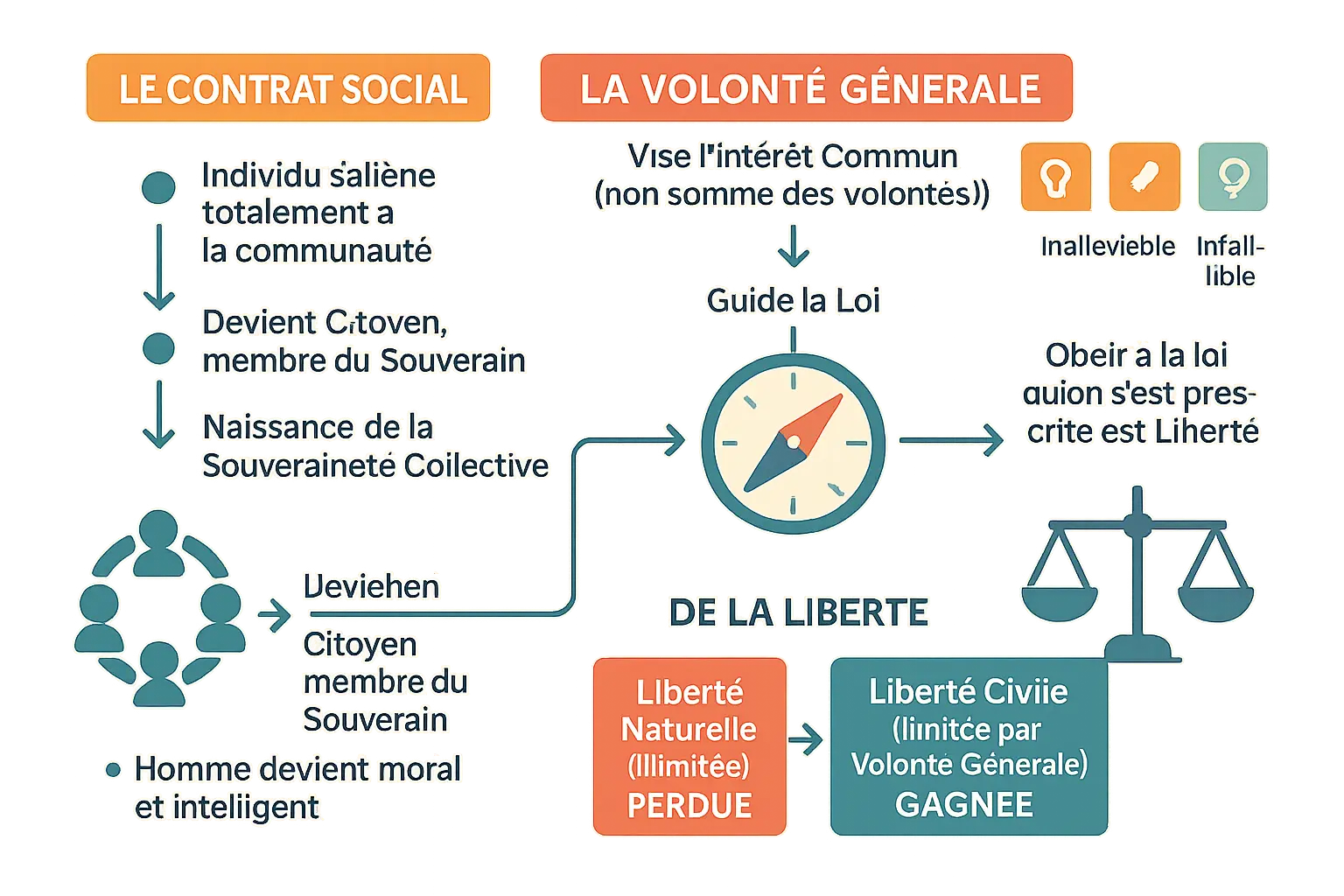 Illustration de la pensée politique de Rousseau