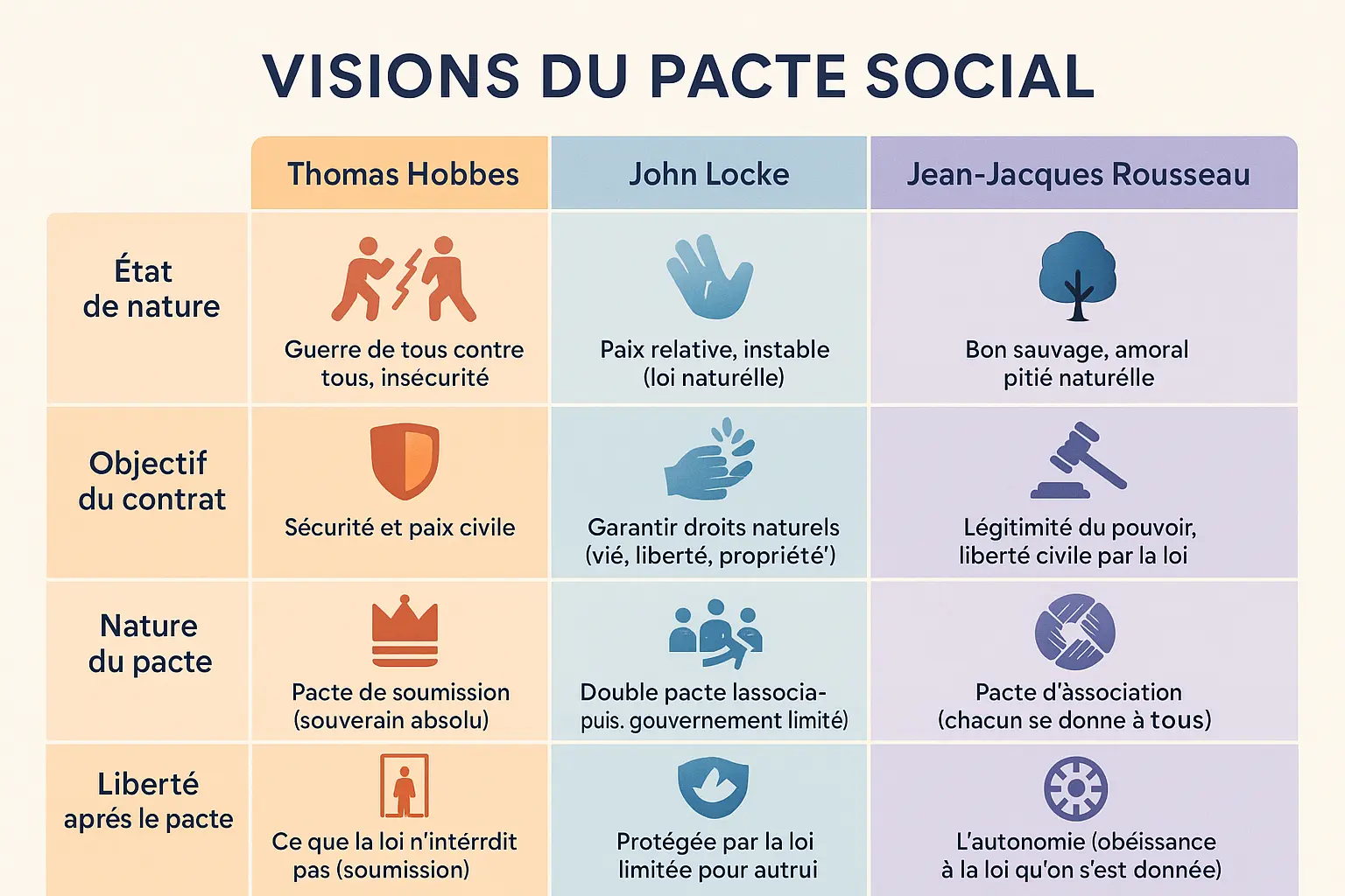 Comparaison des théories du contrat social